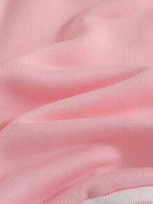 SHEIN Playful Pals Baby Girl Autumn/Winter Casual Sweet Cute Preppy Style Pink & White Colorblock Design 3D Plush Floral Applique Single-Breasted Ribbed Collar Drop Shoulder Baseball Jacket - Pink - View 5