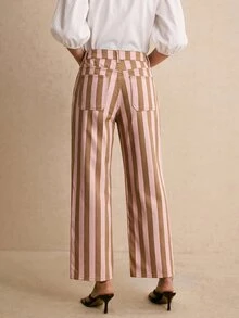 Poéselle Women's Fashion Button Pocket Striped Colorblock Jeans - Multicolor - View 3