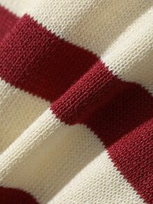 Hapijoa Cardigan Kasual Serbaguna untuk Harian, Motif Garis-Garis untuk Anak Perempuan - Merah - View 9