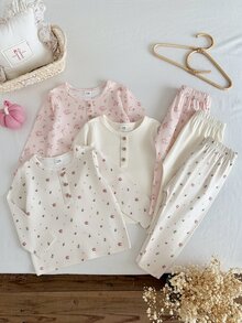 6PCS Baby Girls T-Shirt Co-Ords - Multicolor - View 12