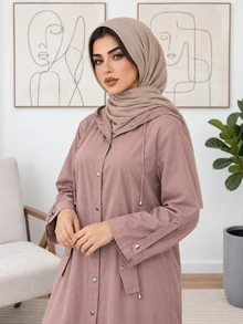Solavon Plus Size Button Long Sleeve Jacket And Loose Pants 2 Pieces Set - Grey - View 7