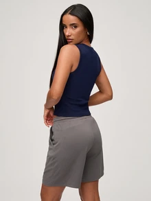 SHEIN BASICS Women's Solid Color Casual Versatile Daily Wear Top - Navy Blue - View 5