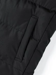 Manfinity Roghcode Men's Solid Color Zipper Winter Vest Jacket - Black - View 6