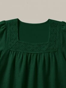 SHEIN LUNE 女款編織休閒優雅波希米亞風夏季日常襯衫，適合花園派對與早午餐，焦橙色 - 墨綠色 - 查看 5