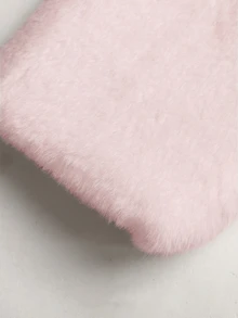 SHEIN 青少年女孩極簡風人造毛皮外套，適合派對與戶外穿著，秋冬款 - 淺粉色 - 查看 7