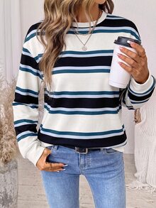 SHEIN LUNE Women's Solid Color Casual Versatile Daily Wear Long Sleeve Sweatshirt - Multicolor - View 4