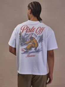 Musero Oversized Drop Shoulder Graphic Tshirt With Large Back Graphic Print Autum Winter Essentials - White - View 1