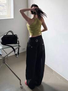 DAZY 破舊水洗褪色休閒街頭風韓式秋冬女款長褲牛仔褲 - 黑色 - 查看 2