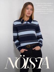 Nöista Knitted Casual Polo Collar Striped Shirt - Blue - View 11