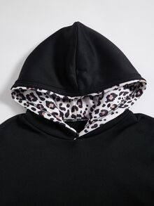 青少年男孩字母印花刺繡運動衫 - 黑色 - 查看 4