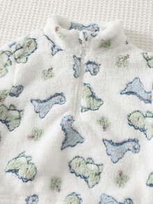 Cozy Pixies 男嬰休閒舒適百搭可愛恐龍圖案毛絨布厚款立領夾克 - 彩色 - 查看 5