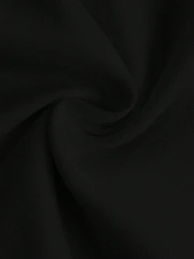 SHEIN LUNE CURVE 大尺碼女款寬鬆版型鬆緊腰斜口袋秋季布料長褲 - 黑色 - 查看 8