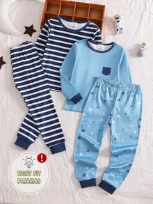 4PCS Young Boys Pajamas - Multicolor - View 6