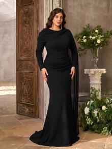 Aureia Elegant Luxurious Black Satin Patchwork Mesh, Handmade Bow Decor, Strapless Bubble A-Line Short Dress, Plus Size Ball Gown - Black - View 7