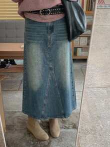 DAZY Women's Casual Versatile Daily Denim Skirt - Blue - View 1