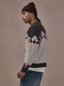 Musero Oversized Drop Shoulder Intarsia KnIt Brushed Sweater Autum Winter Christmas Essentials - Multicolor - View 3