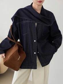 Dazy-Less Women Denim Jackets & Coats - Dark Wash - View 7