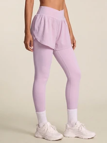 SHEIN BAE Women's Solid Color Pleated Casual Daily Travel Sports Tight Leggings - Baby Pink - View 4