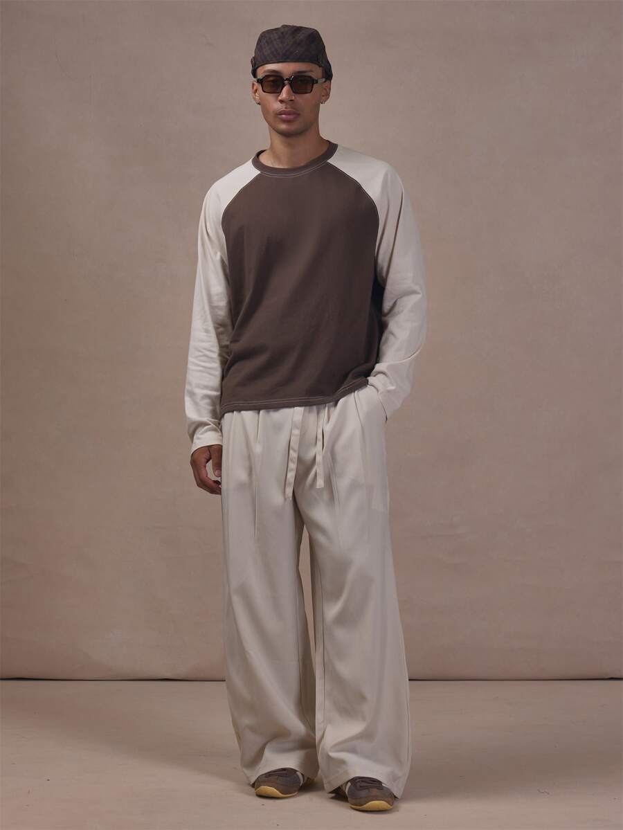 Musero Barrel Leg Belted Wovan Smart Joggers Autum Winter Essentials - Apricot - View 1