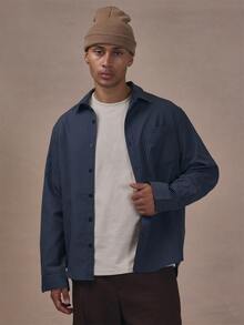 Musero MUSCLE FIT LONG SLEEVE CONTRAST PANEL AND NECK TOP - Blue - View 1