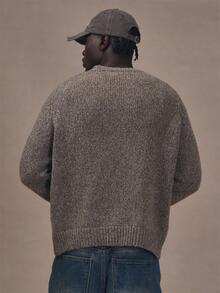 Mixed Knit Jumper Long SLeeve Front "Musero"Hanging Label Autum Winter Essentials - Brown - View 4
