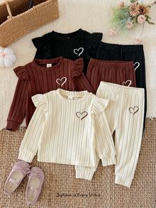 Cozy Pixies Baby Girl 6pcs Casual Comfortable Daily Versatile Long Sleeve Top & Pants Set - Multicolor - View 1