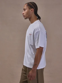 Musero Oversized Drop Shoulder Graphic Tshirt With Large Back Graphic Print Autum Winter Essentials - White - View 3