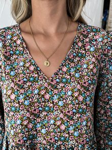 Easowa 女款休閒鄉村風波希米亞碎花長袖洋裝 秋季野花冬季黑色花卉針織衫 野餐日常穿搭 - 綠色 - 查看 6