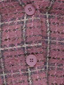 MUSERA Pink Woven Plaid Cropped Button Down Tailored Top Autumn Fall Winter Cute Everyday Office Corporate Romance - Pink - View 6