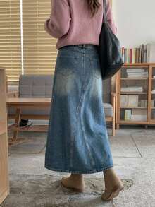 DAZY Women's Casual Versatile Daily Denim Skirt - Blue - View 4
