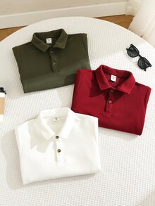 SHEIN 3 chiếc áo polo cho bé trai - Nhiều màu - Xem 3