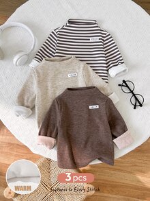 Cozy Pixies 男嬰 3件組休閒舒適日常百搭高領長袖上衣 - 彩色 - 查看 3
