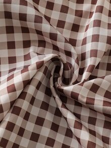 SHEIN Vintaside Kids 女童棕色格紋長袖洋裝，荷葉領搭配大蝴蝶結裝飾，休閒A字版型秋季洋裝 - 咖啡棕 - 查看 12