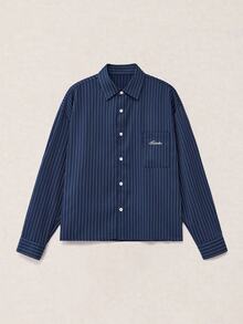 Calmiston Men's Striped Casual Long Sleeve Shirt For Daily Wear - Blue - View 7