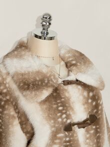 SHEIN ICON Plus Size Vintage Y2K Reindeer Pattern Faux Fur Coat, Christmas Reindeer Jacket - Brown - View 6