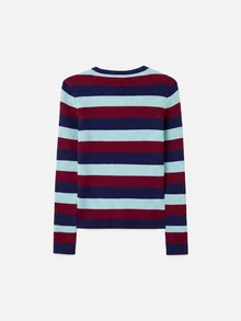 Nöista Women's Streetwear Striped Colorblock Long Sleeve Sweater For Holidays - Burgundy - View 8