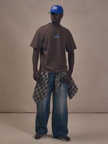 Musero Oversized Graphic Tshirt-"MSRO" Front Graphic Autum Winter Essentials - Brown - View 1