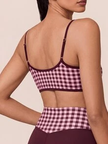 SHEIN BAE Women's Fashion Plaid Sports Tank Top Yoga - Burgundy - View 2