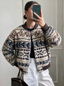 Elnivra Fashion Women's Multi-Color Faux Fur Patchwork Jacket - Multicolor - View 3