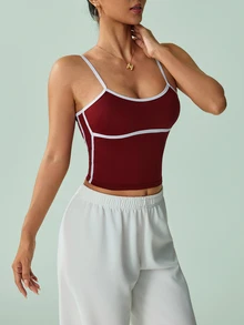 Sovereign Charm Women's Colorblock Slim Fit Versatile Everyday Camisole - Burgundy - View 5