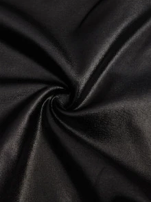 SHEIN ICON Atasan Cami Kulit PU Polos untuk Acara Keluar Rumah - Hitam - View 4