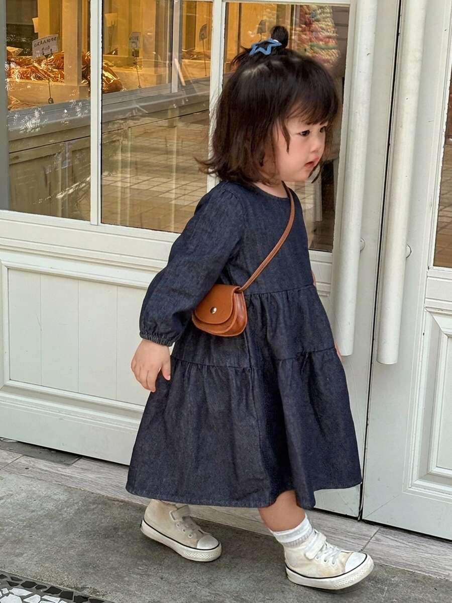 Dazy Kids 嬰兒/幼兒（女童）圓領無袖韓式水洗牛仔洋裝 - 藍色 - 查看 1