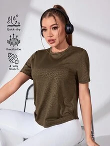 Easithlete Easithlete 女款圓領休閒日常穿著運動T恤 - 黃綠色 - 查看 3