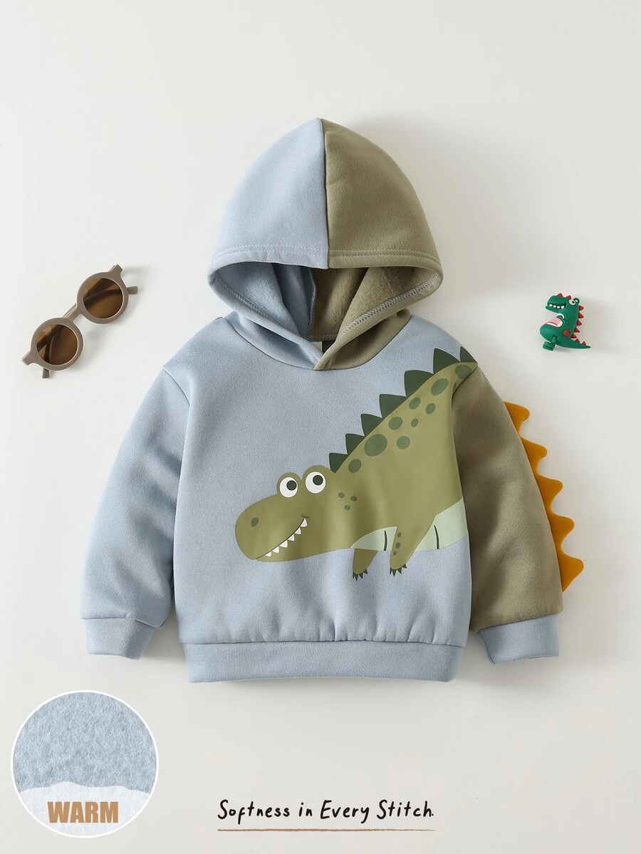 Cozy Pixies Baby Boy Cute Comfortable Versatile Cartoon Crocodile Pattern Sweatshirt - Multicolor - View 1