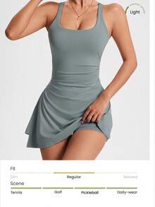 CourtClass CourtClass Women's Solid Color Casual Minimalist Daily Travel Sports Dress - Foam Green - View 6