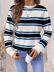 SHEIN LUNE Women's Solid Color Casual Versatile Daily Wear Long Sleeve Sweatshirt - Multicolor - View 6