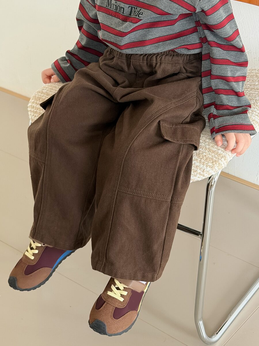 Dazy Kids Infant/Toddler (Boy) Loose Casual Washed Cargo Denim Pants - Brown - View 1