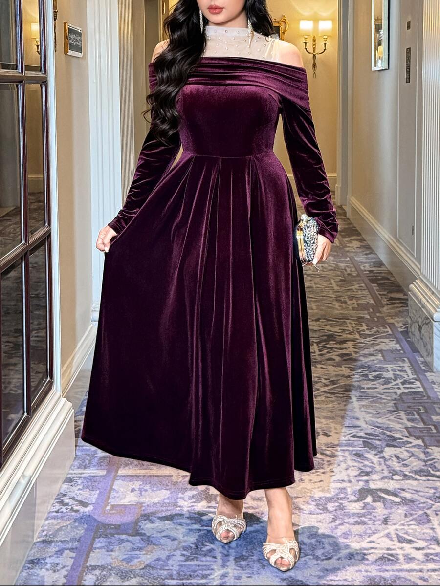 Feyla New Premium Elegant Lace Patchwork Luxury Long Dress For Banquet