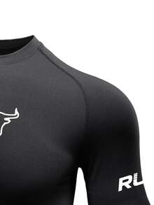 Gym Rark Men's Long Sleeve Turtleneck Sports T-Shirt - Black - View 3