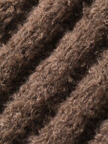 Dazy-Less Women's Autumn/Winter Coffee Brown Round Neck Long Sleeve Cable Knit Slim Fit Ribbed Casual Sweater - Coffee Brown - View 8